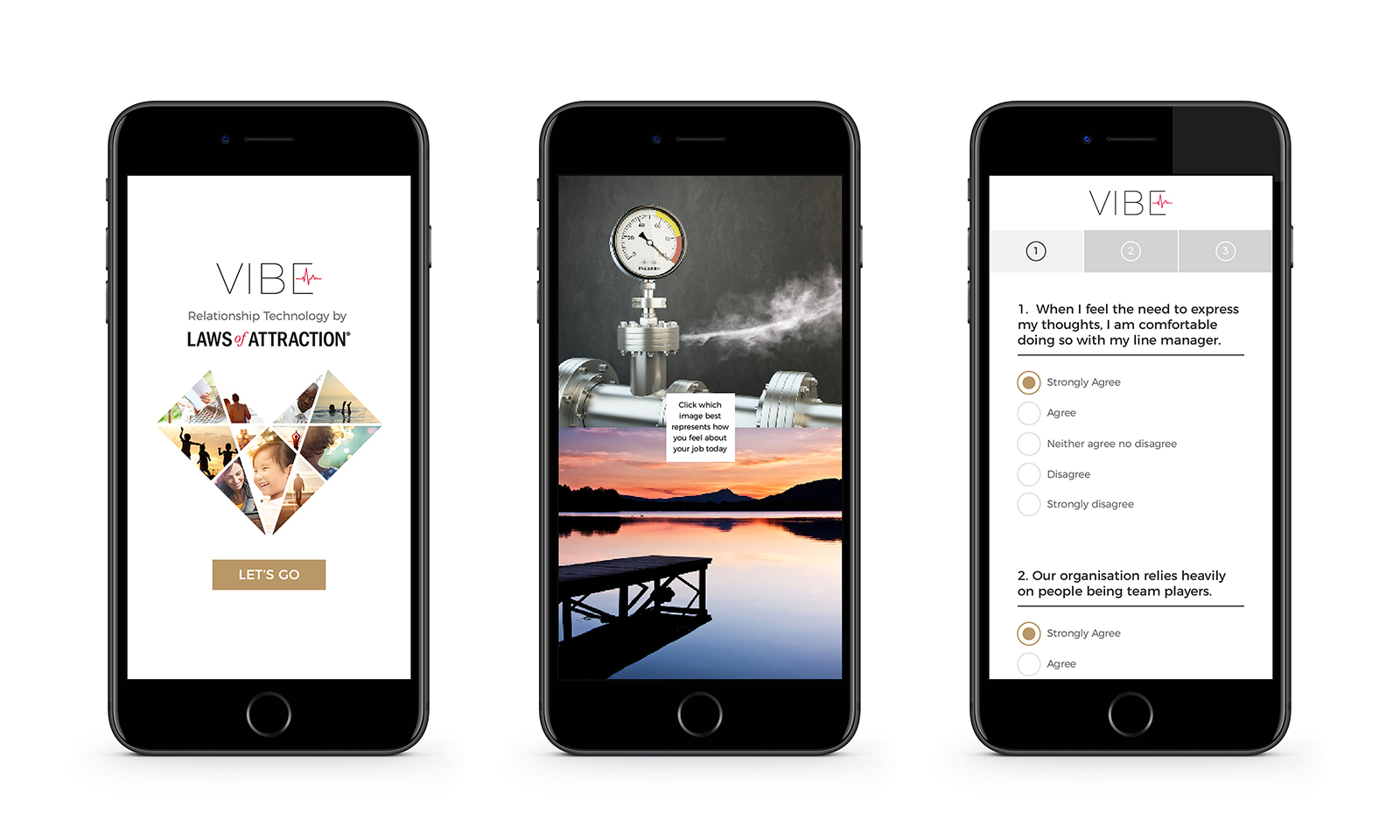 Vibe Employee Engagement Survey - Mobile Screens